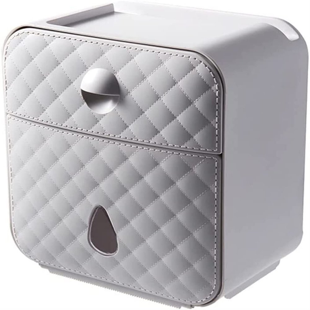 Toilet Tissue Box Tissue Rack Toilet Home Punch-free Wall-mounted Drawer Paper Box Roll Paper Tube (Color : Glacier Grey)