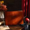 Geyee Leather Guest Book and Pen Stand Set, 10.5" x 8" Embossed Guests Sign in Book Registry Book for Funeral, Wedding Reception, Vacation Homes and Events, 80 Sheets (Brown) view 3