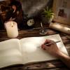 Geyee Leather Guest Book and Pen Stand Set, 10.5" x 8" Embossed Guests Sign in Book Registry Book for Funeral, Wedding Reception, Vacation Homes and Events, 80 Sheets (Brown) view 4