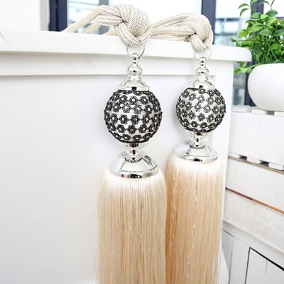 2 Pcs European Curtains Hanging Balls Belt Curtain Tieback Tassel Bandages Curtain Accessories,05