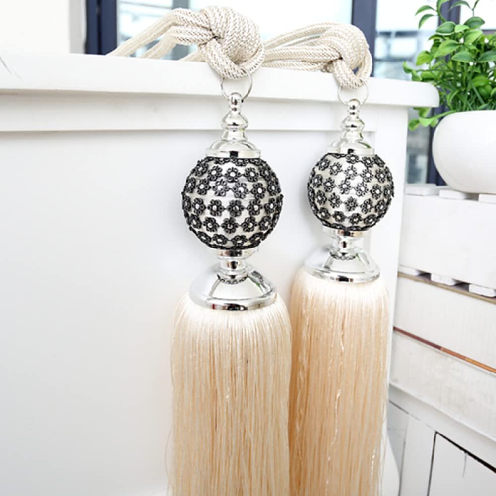2 Pcs European Curtains Hanging Balls Belt Curtain Tieback Tassel Bandages Curtain Accessories,05