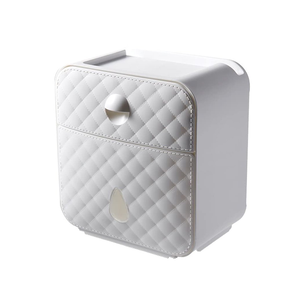 Toilet Tissue Box Tissue Rack Toilet Home Punch-free Wall-mounted Drawer Paper Box Roll Paper Tube (Color : Ivory White)