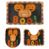 3 Pieces Halloween Fall Plaid Pattern Pumpkin Boo Black Background Bathroom Rug Set Soft Foam Non Slip Bath Mats Sets Toilet Contour Mat Lid Cover for Bathtub Shower and Bathroom Decor 18"x30" view 1