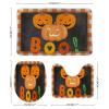 3 Pieces Halloween Fall Plaid Pattern Pumpkin Boo Black Background Bathroom Rug Set Soft Foam Non Slip Bath Mats Sets Toilet Contour Mat Lid Cover for Bathtub Shower and Bathroom Decor 18"x30" view 2