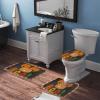 3 Pieces Halloween Fall Plaid Pattern Pumpkin Boo Black Background Bathroom Rug Set Soft Foam Non Slip Bath Mats Sets Toilet Contour Mat Lid Cover for Bathtub Shower and Bathroom Decor 18"x30" view 3
