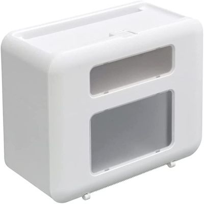 Paper Towel Dispenser Wall Mounted Tissue Box Dispenser Coreless Toilet Tissue Dispenser Garbage Storage Bathroom Accessories (Color : White)