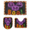 3 Pieces Halloween Fall Plaid Pattern Pumpkin Boo Black Background Bathroom Rug Set Soft Foam Non Slip Bath Mats Sets Toilet Contour Mat Lid Cover for Bathtub Shower and Bathroom Decor 18"x30" view 1