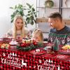 194 Pcs Christmas Buffalo Plaid Party Supplies Red Black Buffalo Plaid Plates Set Christmas Disposable Tableware and Tablecloth Party Set for Xmas Holiday Party Home Dinner Supply, Serves 24 view 3
