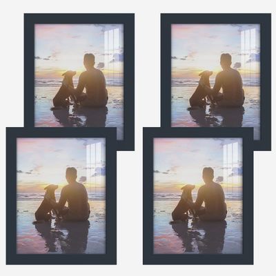 Renditions Gallery Photo Frames 8x10 inch Picture Frame Set of 4 High-end Modern Style, Made of Solid Wood and High Definition Glass Ready for Wall and Tabletop Photo Display, Navy Frame