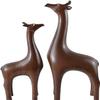 2 Pieces Deer Figurines Modern Couple Reindeer Sculpture Animal Crafts Ornaments for Christmas Table Living Room Decorations - Brown view 1