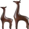 2 Pieces Deer Figurines Modern Couple Reindeer Sculpture Animal Crafts Ornaments for Christmas Table Living Room Decorations - Brown view 2