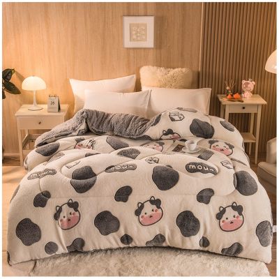 ZTGL Winter Warm Quilt, Thicken Lamb Cashmere Quilts Double-Sided Blanket, Heavy Blankets for Autumn/Winter Double Bed, Soft and Comfortable Fleece Comforter,F,150x200cm(2kg)