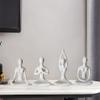 4pcs Yoga Pose Girl Figurine Modern Decorative Girl Statue Lady Figure for Home Living Room Office Gifts Decoration - White view 4