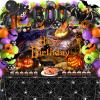 Halloween Birthday Decorations Party Supplies Halloween Themed Party Favors 105 Pcs Including Spider Web, Backdrop, Tablecloth, Cake Toppers, Spider Bat Wall Stickers, Balloons Arch and kit view 1