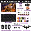Halloween Birthday Decorations Party Supplies Halloween Themed Party Favors 105 Pcs Including Spider Web, Backdrop, Tablecloth, Cake Toppers, Spider Bat Wall Stickers, Balloons Arch and kit view 2