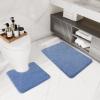 Insun Bath Mat Sets 2 Piece, Water Absorbent Non Slip Bathroom Rugs, Soft Thick Microfiber Bath Rug, U Shaped Toilet Bath Mat, Machine Washable, Blue,35"x23.6" + 20"x16" view 1
