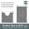 Insun Bath Mat Sets 2 Piece, Water Absorbent Non Slip Bathroom Rugs, Soft Thick Microfiber Bath Rug, U Shaped Toilet Bath Mat, Machine Washable, Blue,35"x23.6" + 20"x16" view 2