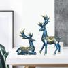 2pcs Couple Reindeer Figurines Resin Reindeer Sculpture Animal Ornament Deer Figurine for Christmas Table Living Room Decorations - Blue view 4
