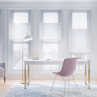 MOOD Top Down Bottom Up Cellular Shades | Cordless, Light Filtering, Insulation, Acoustic Comfort | Honeycomb Blinds for Windows | Cool White | 47.5" Width x 84" Height