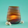 Hebron Glass Blue Swirls Tealight Holder Set view 2