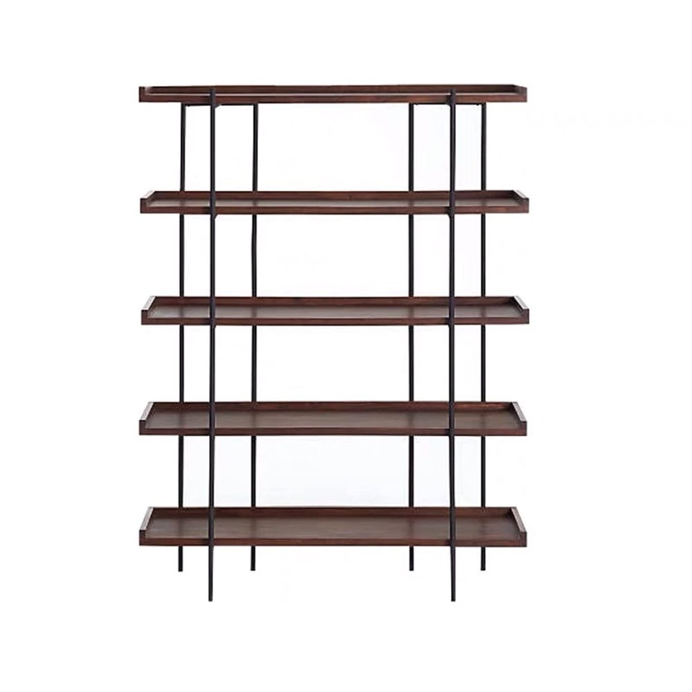 KIRANDY Solid Wood Bookshelf Display Rack, Floor-to-Ceiling Simple Living Room Rack, Retro Partition Multi-Layer Bookcase Shelf (L80-W30-H175cm 5layer)