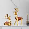 2pcs Couple Reindeer Figurines Resin Reindeer Sculpture Animal Ornament Deer Figurine for Christmas Table Living Room Decorations - Golden view 3