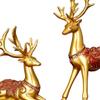 2pcs Couple Reindeer Figurines Resin Reindeer Sculpture Animal Ornament Deer Figurine for Christmas Table Living Room Decorations - Golden view 4