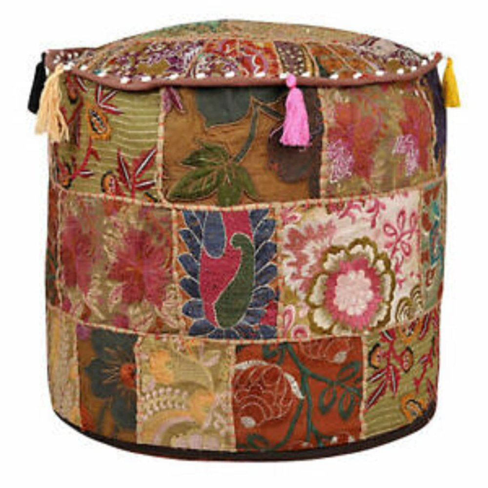 Pouffe Foot Patch Work 22" Bohemian Pouf Cover Ottoman Patchwork Home Decor Cover