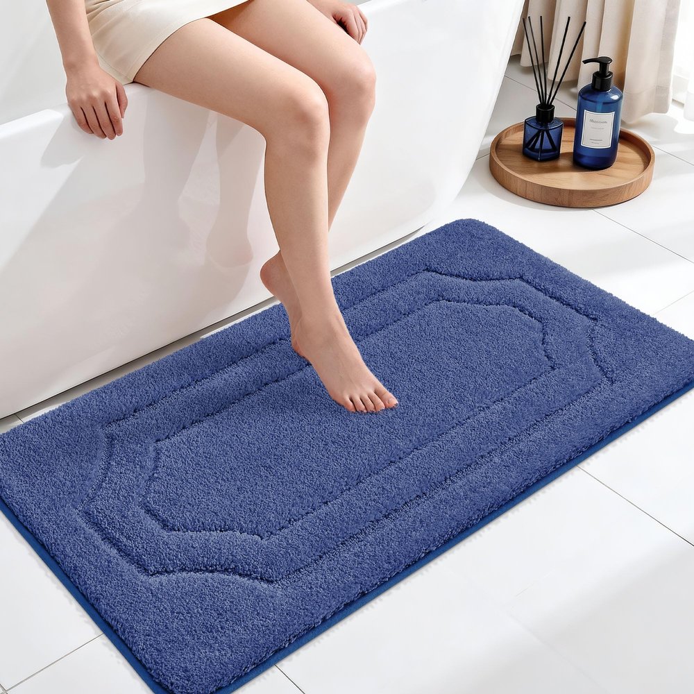 BEQHAUSE-Bathroom-Rugs-Non-Slip-Soft-Bath Mats for Bathroom Floor Absorbent Shower Mat Machine Washable Quick Dry Bath Mat for Shower, and Tub 24"x48",Navy Blue