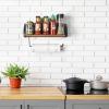BTY Paper Towel Holder Wall Mount Farmhouse Wood Paper Towel Holder with Shelf Hanging Paper Towel Roll Rack Under Cabinet Spice Rack for Kitchen Bathroom Organizer Rustic Brown view 2