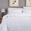 Brandream 6PC White Beige Quilt Set King Size Cotton Luxury Farmhouse Scalloped Bedding Queen Size Quilted Coverlet Shams Se view 2