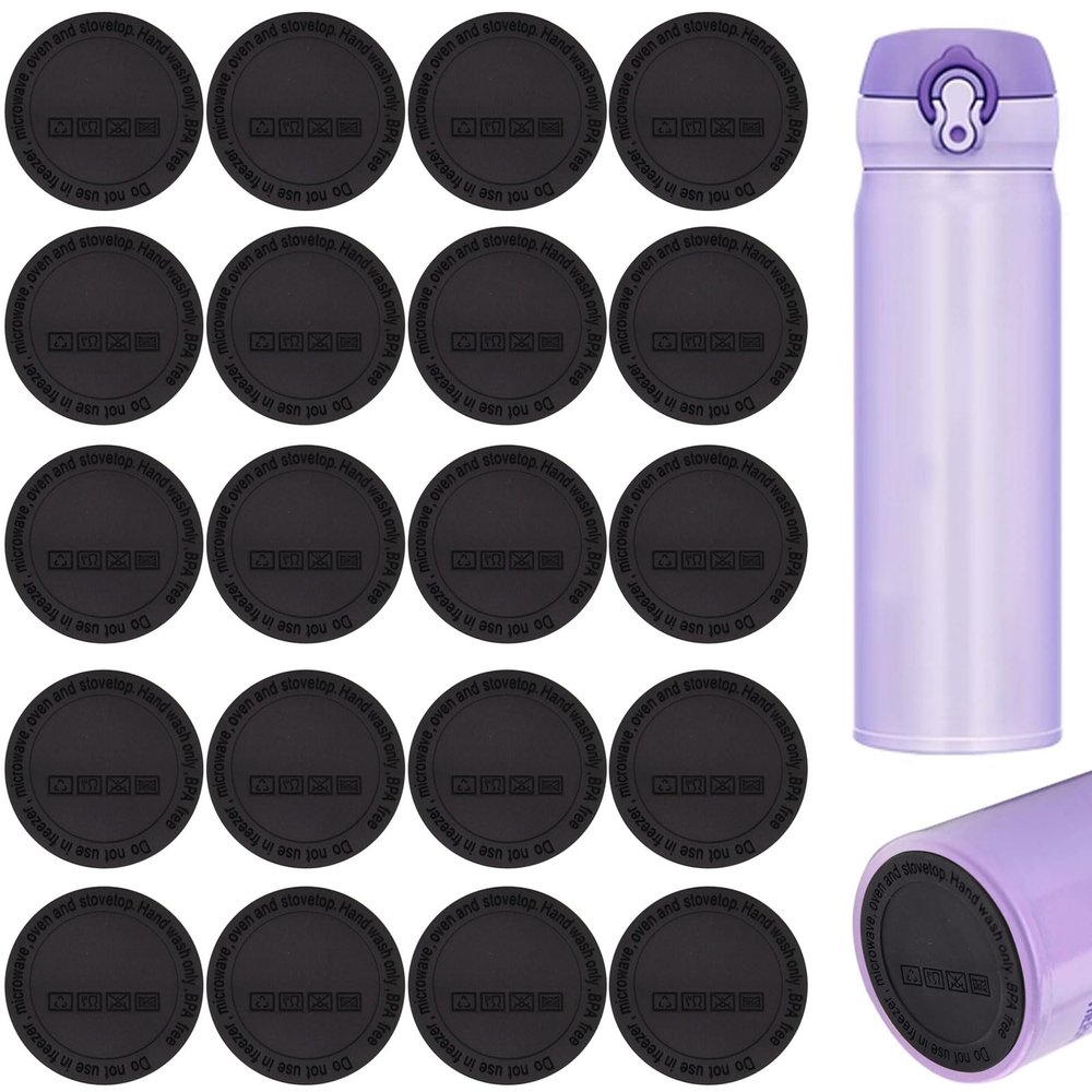 GrliTra 20 Pack Silicone Bottoms for Tumblers, Rubber Bottom for Sublimation Bottles Protective Anti-Slip Rubber with 3M Adhesive for Wine, Skinny Straight Tumblers, and Mason Jars (2.2 in)