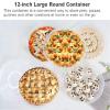 12inch 2 Pack Food Storage Container with Lid and Handle, Reusable 2 Compartments Pizza Slice Storage Container, Round Pie Carrier Leftover Pizza Keeper for Food Cake Cheesecake Tortilla Pastry view 4