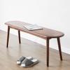 Yoluckea Oak Wood Dining Bench Classic Rectangle Table Bench Simple Elegant Solid 2-3 Seater Bench for Kitchen Dining Room Living Room Entrway(47.24"-Walnut) view 3