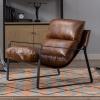 LukeAlon Modern PU Leather Accent Armchair, Upholstered Soft Living Room Chair with Black Metal Frame Thickened Cushion Single Sofa Chair Comfy Lounge Chair for Bedroom Living Room, Brown view 1