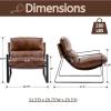 LukeAlon Modern PU Leather Accent Armchair, Upholstered Soft Living Room Chair with Black Metal Frame Thickened Cushion Single Sofa Chair Comfy Lounge Chair for Bedroom Living Room, Brown view 2