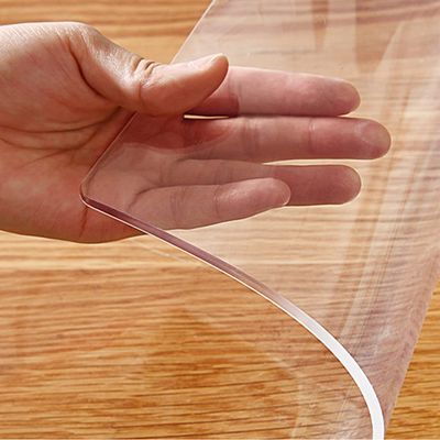 1.5mm Clear PVC Tablecloth Crystal Vinyl Table Cover Protector for Conference Table Buffet Table Patio Table Banquet Table Wooden Furniture Surface Protection Waterproof Non-slip 54x72" Trim for 70"