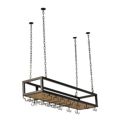 Pipi Zhu Ceiling Wine Rack - Hanging Plant Stand, Bar Wrought Iron Storage Shelves, Restaurant Floating Shelves with Chains, Office Vintage Wall Decor Shelf, Easy to Install (Size : 120 * 25 * 22cm)