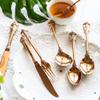 30 Piece Gold Silverware Set for 6 Palace Style 18/10 Stainless Steel Flatware Sets Kitchen Wedding Halloween Cutlery Utensil Set Delicate Luxury Spoons Forks Knifes Tableware Set view 2