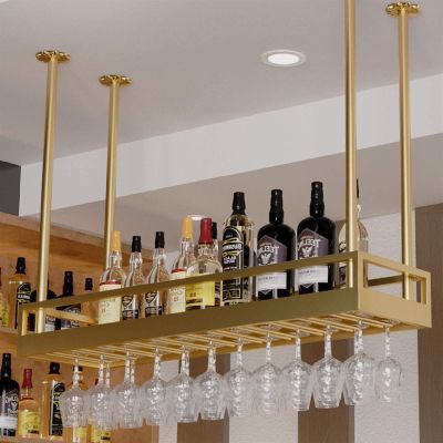 Ceiling Wine Wine Rack - Hanging Glass Rack, Bar Wrought Iron Display Stand, Bookshelf In The Corner Of The Living Room, Metal Floating Shelves For Restaurants, Easy To Install ( Size : 100*35*80cm )