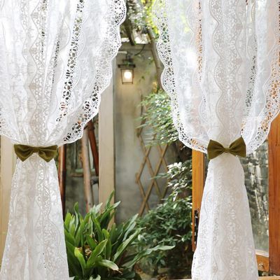 AZIMUZIXI White Lace Sheer Curtains with Ripple Edge Design for Bedroom Rod Pocket Floral Sheer Drapes for Living Room Window Treatments Panels Voile Curtains for Wedding,1 Sheer Panel W49''x L47''