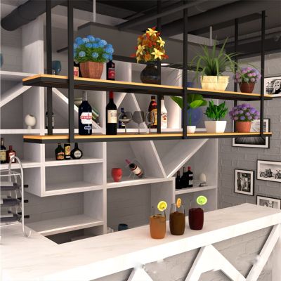 Ceiling Wine Rack - 2 Tier Hanging Plant Stand, Restaurant Wrought Iron Storage Rack, Floating Shelves In The Corner Of The Living Room, Suitable For Bar / Restaurant / Kitchen ( Size : 100*30*80cm )