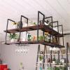 Ceiling Wine Rack - 2 Tier Hanging Plant Stand, Restaurant Wrought Iron Storage Rack, Floating Shelves In The Corner Of The Living Room, Suitable For Bar / Restaurant / Kitchen ( Size : 100*30*80cm ) view 4