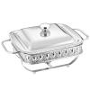 XQKXHZ 2 Qt Chafing Dish Buffet Set, Chafers and Buffet Warmer Sets with Lid, Food Warmers for Parties Buffets Outdoor Christmas Halloween,Silver view 1