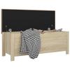 vidaXL Sonoma Oak Storage Box with Cushion Top - Space Saving Living Room Furniture, Engineered Wood, Faux Leather - 41.3"x15.7"x17.7" (D/W/H) view 3