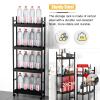 ERRULAN Kitchen Racks and Shelves for Storage, 4 Tier Slim Rolling Storage Cart with Wheel, Heavy-Duty Metal Narrow Shelf Tower, Black view 3