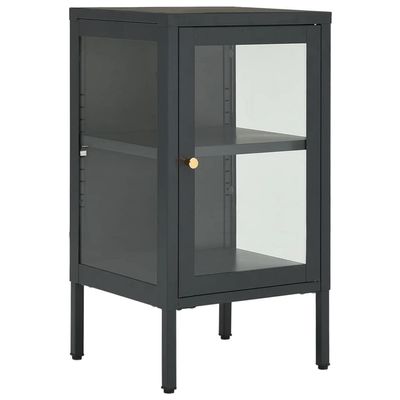 vidaXL Modern Sideboard in Anthracite - Durable Steel and Tempered Glass Construction - Adjustable Shelf and Feet - Easy Assembly - Stylish Storage Solution