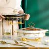 XQKXHZ Chafing Dish Buffet Set, Ceramics Chafer with Imitation Marble Finish, Chafer and Buffet Warmer Set for Buffet Weddings, Parties, Banquets, Catering Events,Christmas,Halloween,White,A view 4