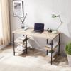 Bituman Home Office Desk, Computer Desk with 4 Shelves Simple Wooden Study Writing Desk Laptop PC Workstation with Steel Frame, for Home, Office, Bedroom, Study, Living Room view 1