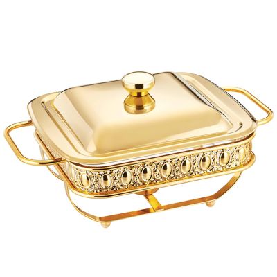 XQKXHZ 2 Qt Chafing Dish Buffet Set, Chafers and Buffet Warmer Sets with Lid, Food Warmers for Parties Buffets Outdoor Christmas Halloween,Gold